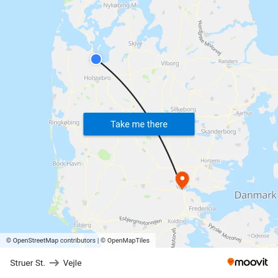 Struer St. to Vejle map