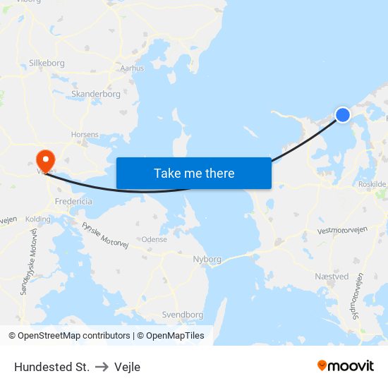 Hundested St. to Vejle map