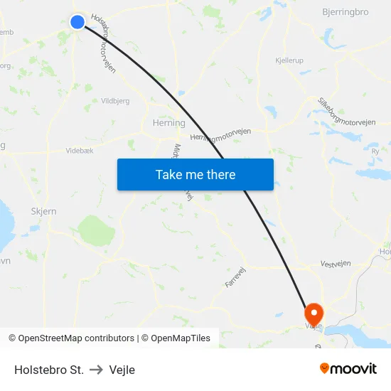 Holstebro St. to Vejle map