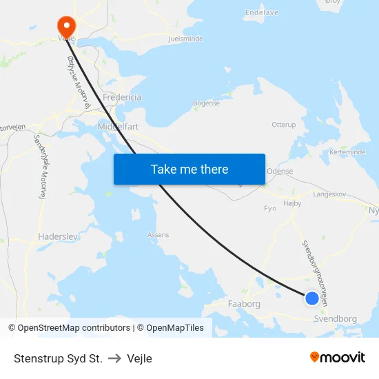 Stenstrup Syd St. to Vejle map