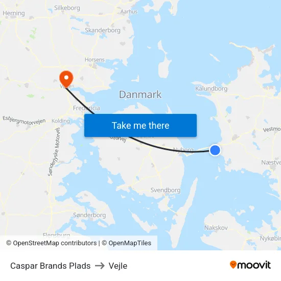 Caspar Brands Plads to Vejle map