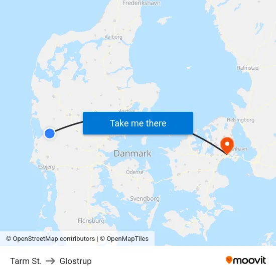 Tarm St. to Glostrup map