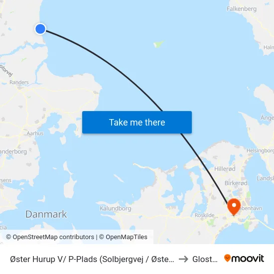 Øster Hurup V/ P-Plads (Solbjergvej / Øster Hurup) to Glostrup map