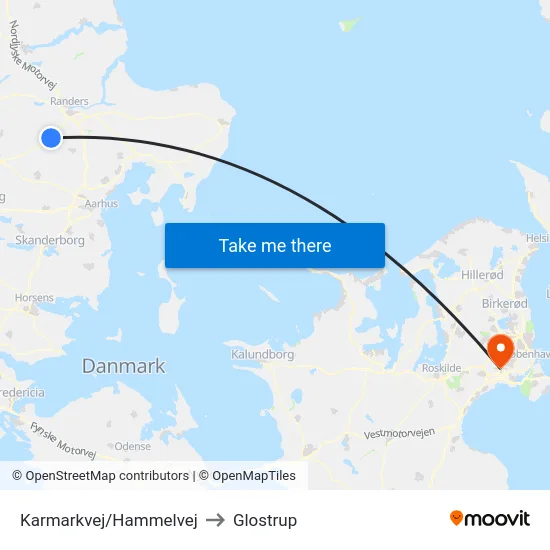 Karmarkvej/Hammelvej to Glostrup map