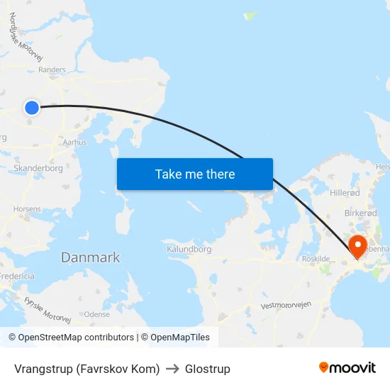 Vrangstrup (Favrskov Kom) to Glostrup map
