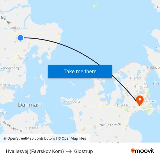 Hvalløsvej (Favrskov Kom) to Glostrup map