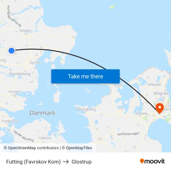 Futting (Favrskov Kom) to Glostrup map