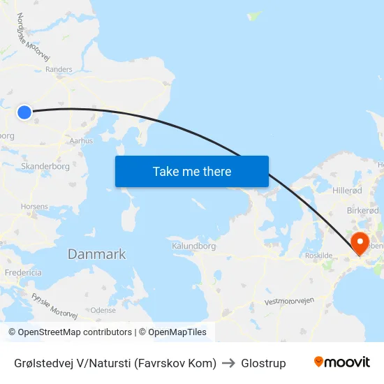Grølstedvej V/Natursti (Favrskov Kom) to Glostrup map