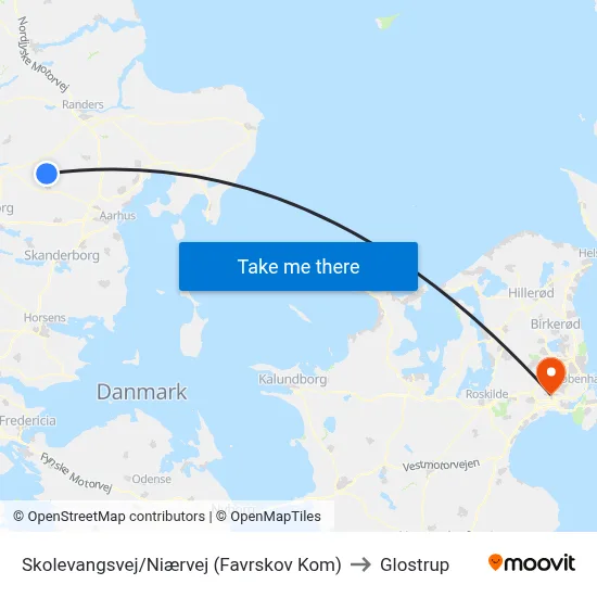 Skolevangsvej/Niærvej (Favrskov Kom) to Glostrup map