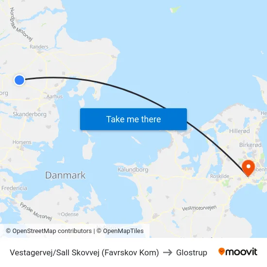 Vestagervej/Sall Skovvej (Favrskov Kom) to Glostrup map