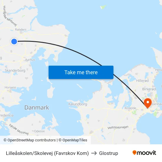 Lilleåskolen/Skolevej (Favrskov Kom) to Glostrup map