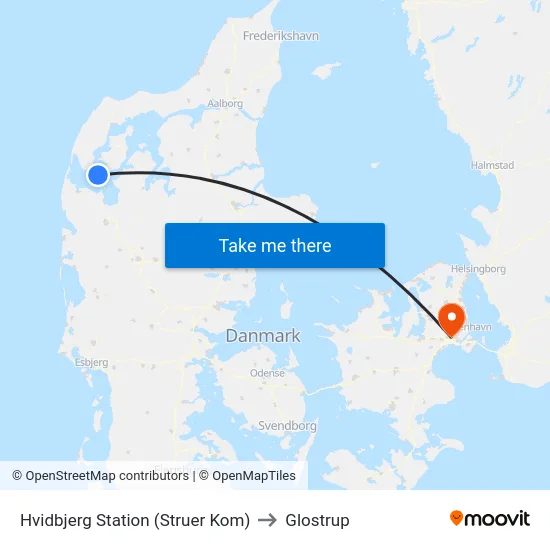Hvidbjerg Station (Struer Kom) to Glostrup map