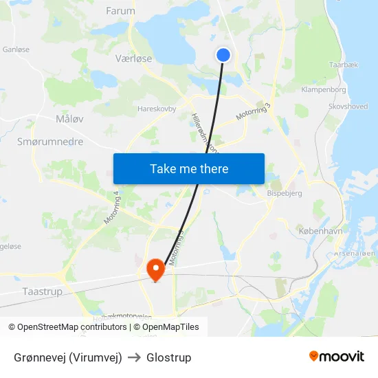 Grønnevej (Virumvej) to Glostrup map