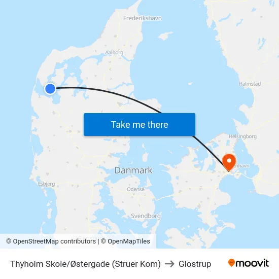 Thyholm Skole/Østergade (Struer Kom) to Glostrup map