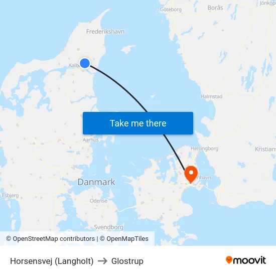 Horsensvej (Langholt) to Glostrup map