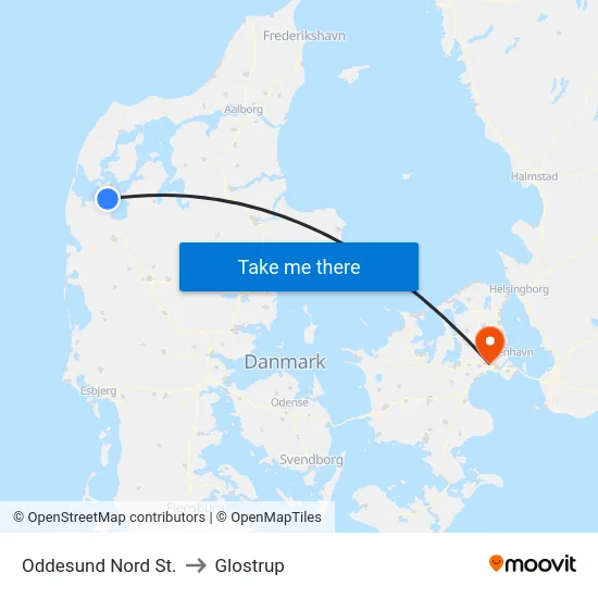 Oddesund Nord St. to Glostrup map