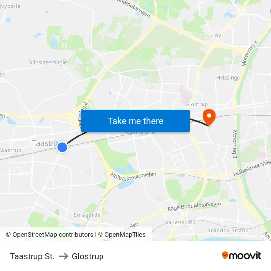 Taastrup St. to Glostrup map