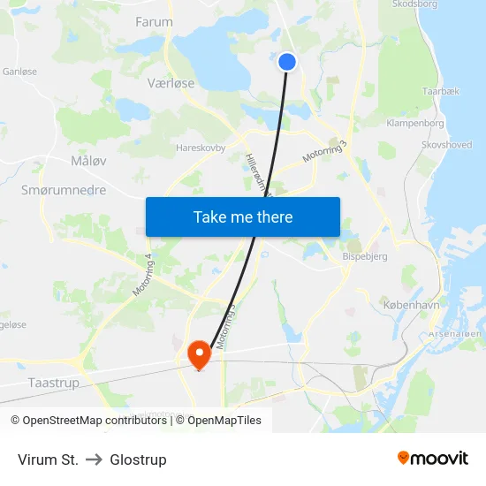 Virum St. to Glostrup map