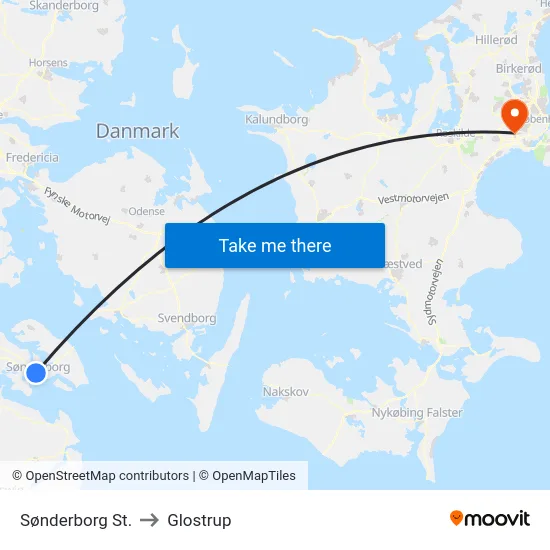 Sønderborg St. to Glostrup map