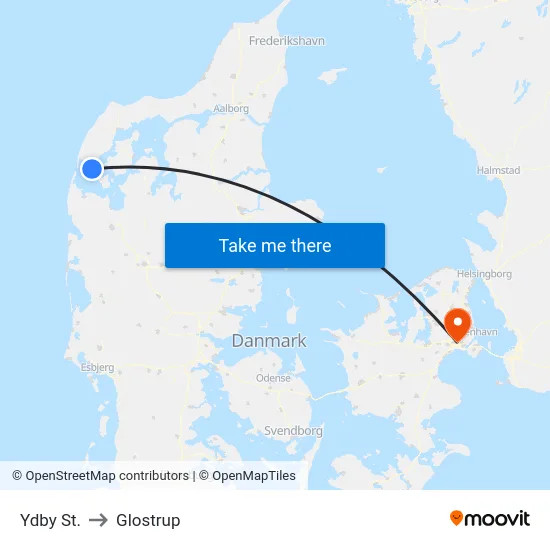 Ydby St. to Glostrup map