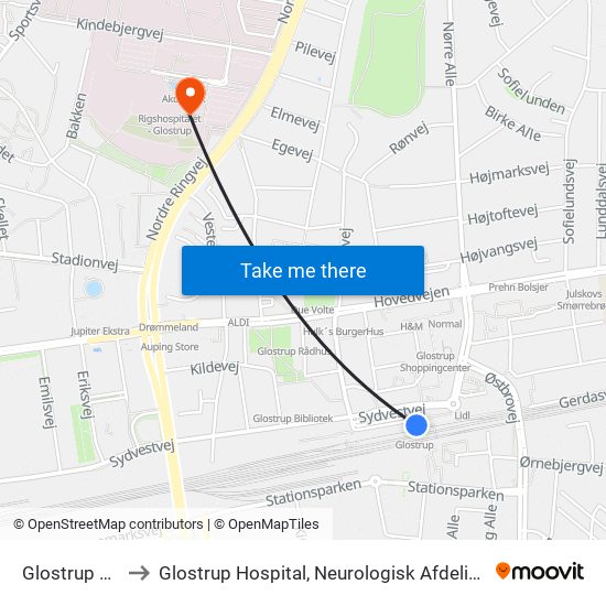 Glostrup St. to Glostrup Hospital, Neurologisk Afdeling map