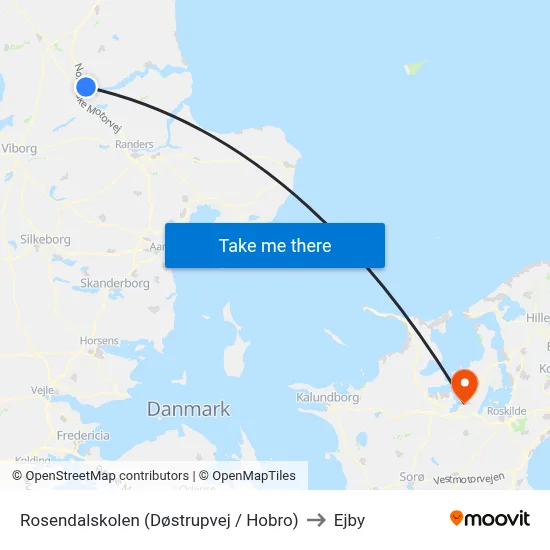 Rosendalskolen (Døstrupvej / Hobro) to Ejby map
