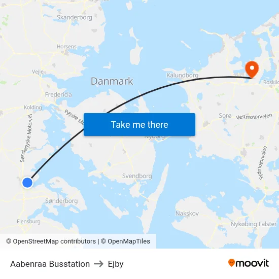 Aabenraa Busstation to Ejby map