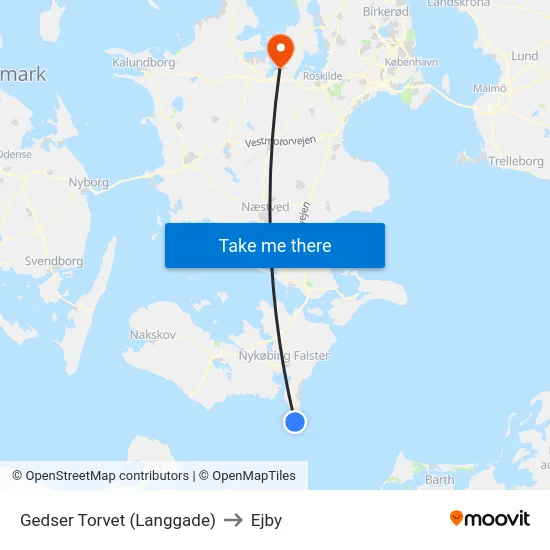 Gedser Torvet (Langgade) to Ejby map