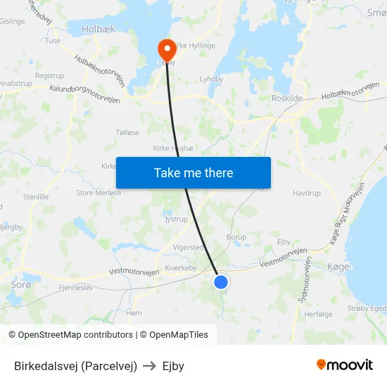 Birkedalsvej (Parcelvej) to Ejby map