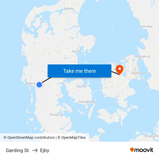 Gørding St. to Ejby map
