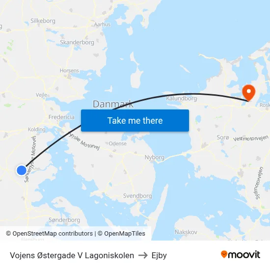 Vojens Østergade V Lagoniskolen to Ejby map