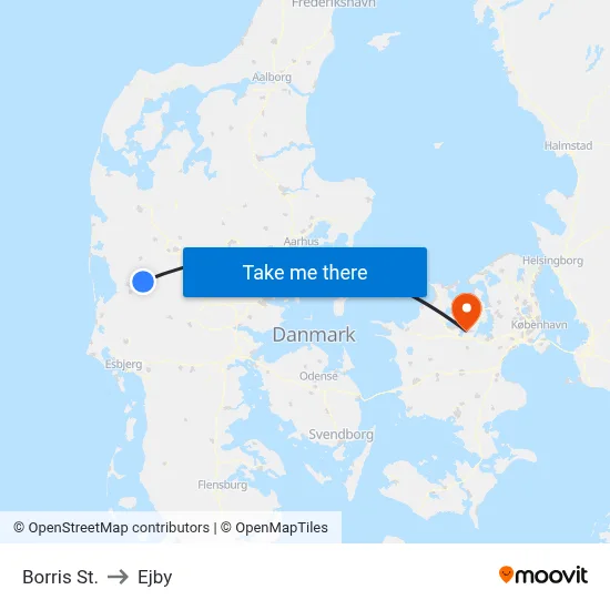 Borris St. to Ejby map