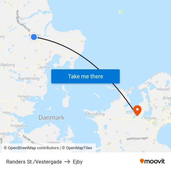 Randers St./Vestergade to Ejby map