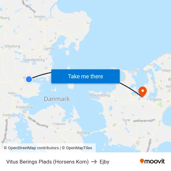Vitus Berings Plads (Horsens Kom) to Ejby map