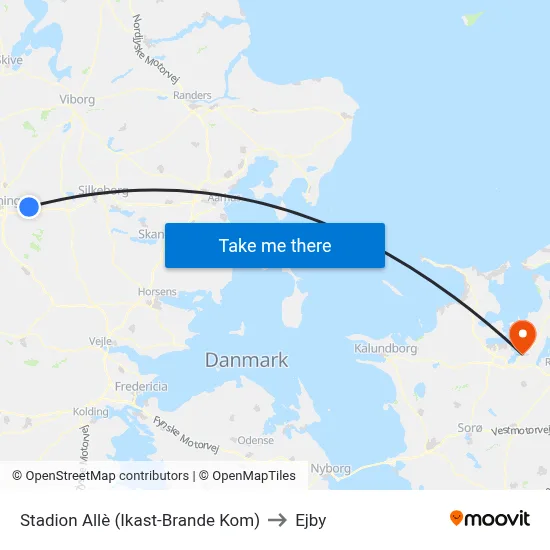 Stadion Allè (Ikast-Brande Kom) to Ejby map