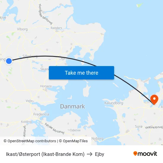 Ikast/Østerport (Ikast-Brande Kom) to Ejby map