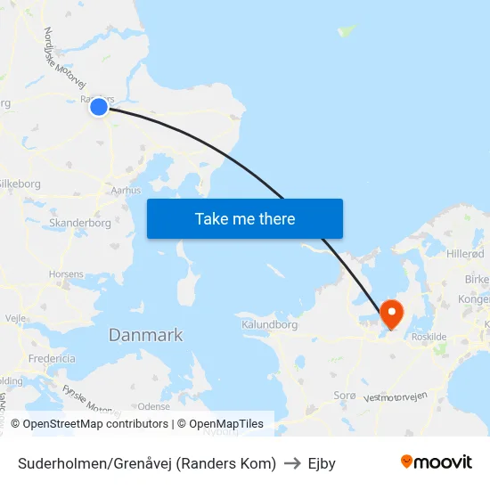 Suderholmen/Grenåvej (Randers Kom) to Ejby map