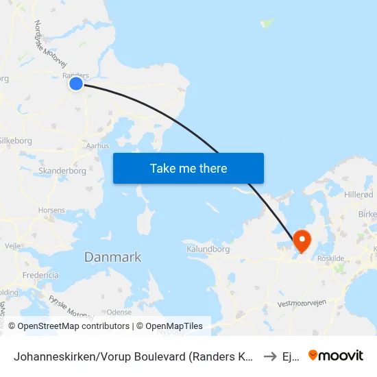 Johanneskirken/Vorup Boulevard (Randers Kom) to Ejby map