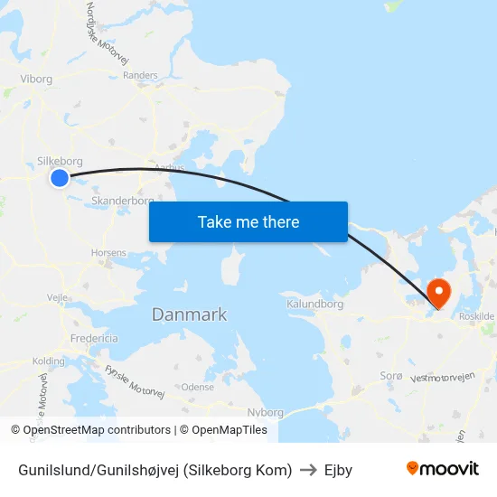 Gunilslund/Gunilshøjvej (Silkeborg Kom) to Ejby map