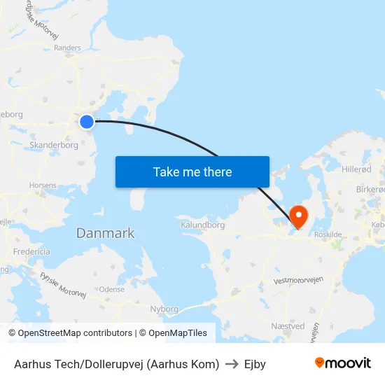 Aarhus Tech/Dollerupvej (Aarhus Kom) to Ejby map