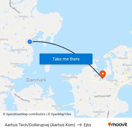 Aarhus Tech/Dollerupvej (Aarhus Kom) to Ejby map