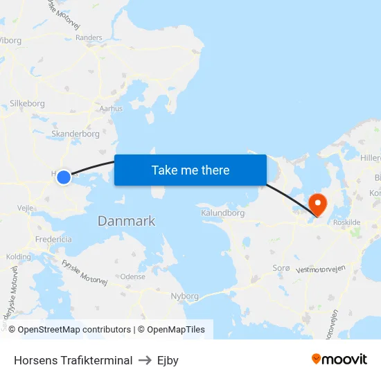 Horsens Trafikterminal to Ejby map