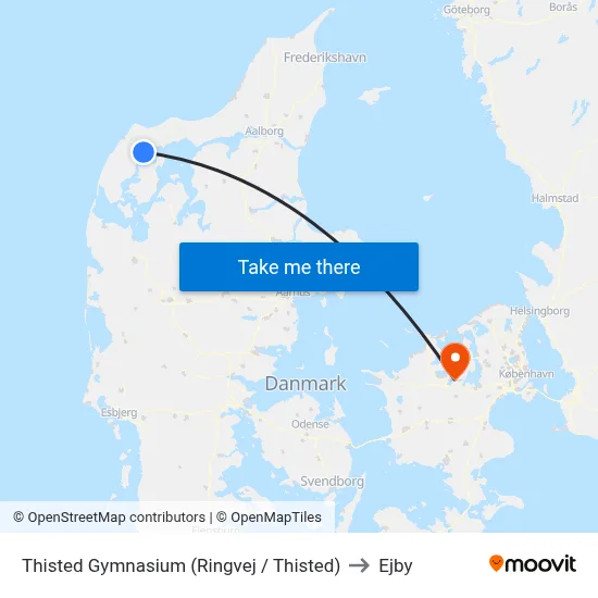 Thisted Gymnasium (Ringvej / Thisted) to Ejby map