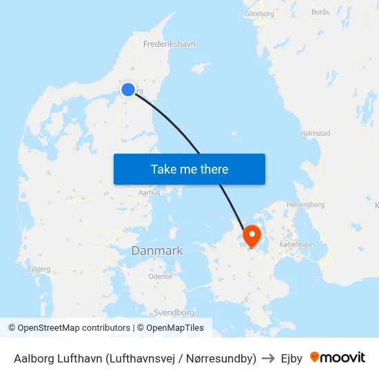 Aalborg Lufthavn (Lufthavnsvej / Nørresundby) to Ejby map