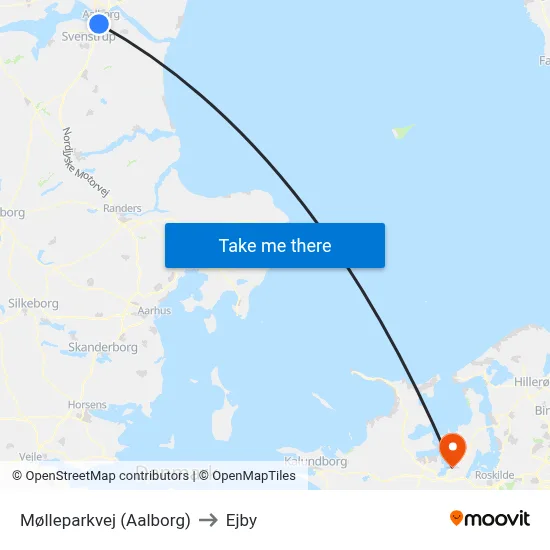Mølleparkvej (Aalborg) to Ejby map