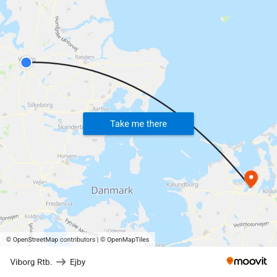 Viborg Rtb. to Ejby map
