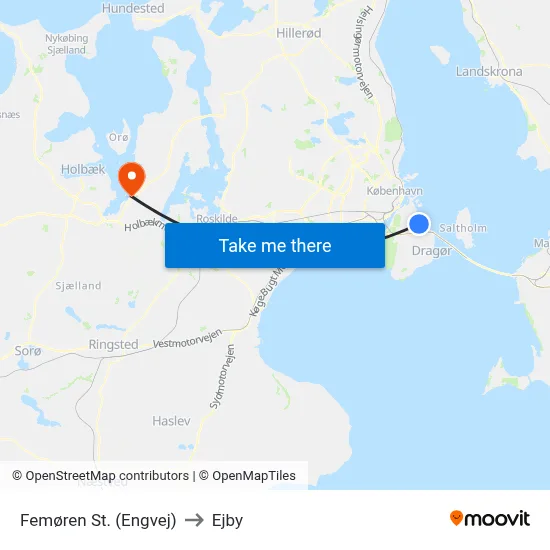 Femøren St. (Engvej) to Ejby map