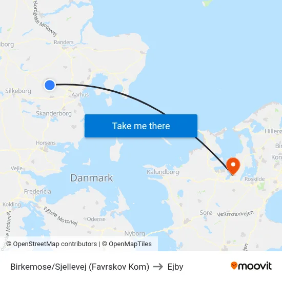 Birkemose/Sjellevej (Favrskov Kom) to Ejby map