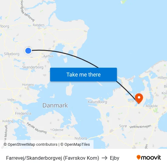 Farrevej/Skanderborgvej (Favrskov Kom) to Ejby map