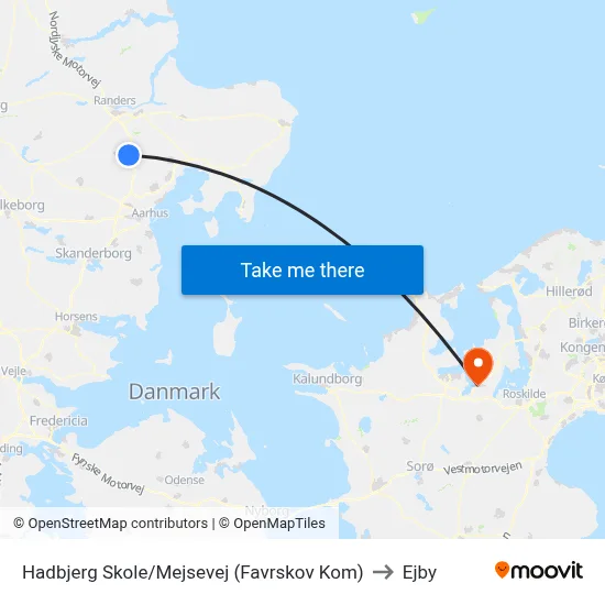 Hadbjerg Skole/Mejsevej (Favrskov Kom) to Ejby map